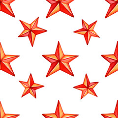 Seamless pattern with red stars. Christmas Holiday Pattern. Vector illustration