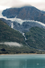 Scenic view of a glacial melt stream in College Fjord Alaska.