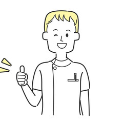 親指を立ててウインクをしている看護師