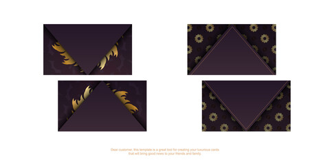 Burgundy business card template with vintage gold pattern for your personality.