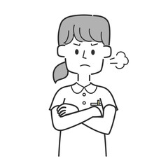 腕組みして怒っている看護師