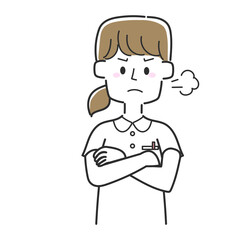 腕組みして怒っている看護師