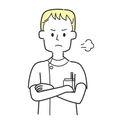 腕組みして怒っている看護師