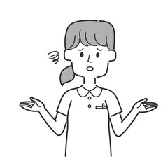 お手上げポーズで残念そうな表情をしている看護師