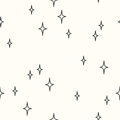 Hand drawn stars on a white background. Vector seamless pattern