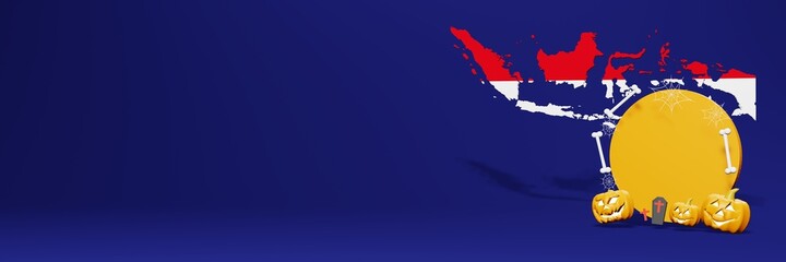 Fototapeta premium Halloween podium in the country of Indonesia to increase sales and use your product discounts on websites, feeds and posts on social media in 3d rendering 