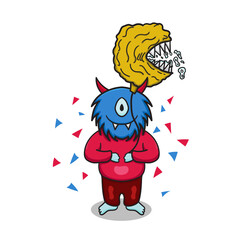 Birthday Card With Cute Monsters Characters