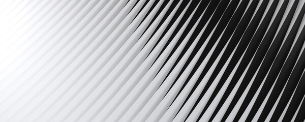 Abstract background with striped pattern and linear texture. Gradient from white to black stripes. 3d illustration.