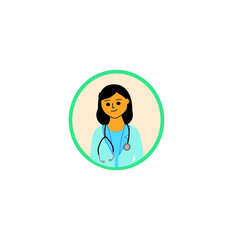 The doctor is a beautiful girl with a stethoscope around her neck, an avatar of a professional worker, an illustration in the concept of the day of a medical worker
