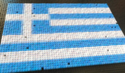 Fototapeta na wymiar Flag of Greece made with plastic toy blocks, conceptual 3d rendering