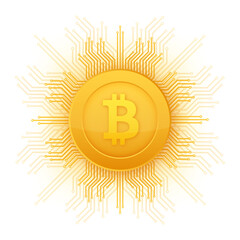 Naklejka premium Bitcoin flat icon. Crypto currency bit coin. Cryptocurrency emblem. Vector illustration.