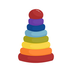Childrens toy pyramid rainbow colors.Cartoon vector graphics.