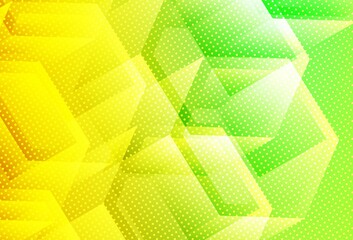 Light Green, Red vector background with set of hexagons.