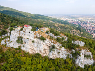 Fototapeta na wymiar Aerial view of Saint Demetrius church near Asenovgrad, Bulgaria