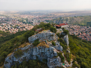 Aerial view of Saint Demetrius church near Asenovgrad, Bulgaria