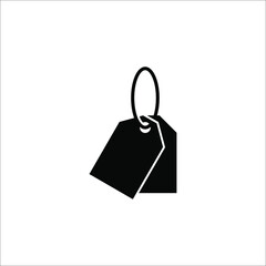 Blank black paper price tag. label icon with cord on white background eps 10