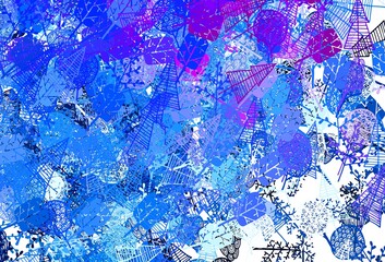 Light Pink, Blue vector doodle pattern with trees, branches.