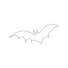 The bat flies one line art. Continuous line drawing of halloween theme, gothic, horrible, scary, night beast, flittermouse, vampire.