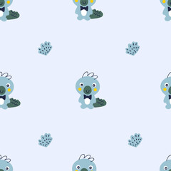 Cartoon style seamless pattern with crocodiles and small plants. Perfect for scrapbooking, poster, textile and prints. Hand drawn vector illustration for decor and design.
