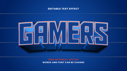 Gamers editable text effect in modern 3d style