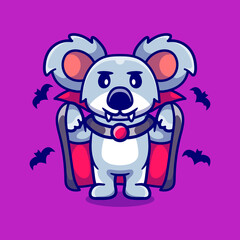 cute koala wearing vampire halloween costume