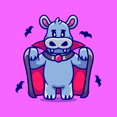 cute hippo wearing vampire halloween costume