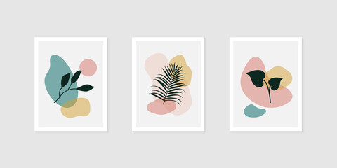 Wall art of botanical concept vector set. Abstract Plant Art design for print, cover, wallpaper. Vector illustration EPS 10