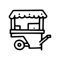 wheel market stall line vector doodle simple icon