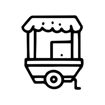 recommend clip art: street food cart line vector doodle simple icon
