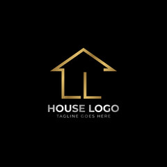 minimalist letter L luxurious house logo vector design for real estate, home rent, property agent