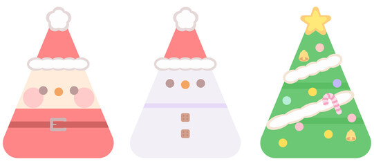 クリスマスのかわいいデフォルメイラストセット