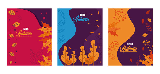 Obraz na płótnie Canvas Autumn concept - set of three banners