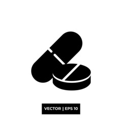 Glyph capsule icon vector illustration logo for many purpose. Isolated on white background. – Vector