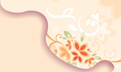 peach wallpaper with bubble and flowers in it
