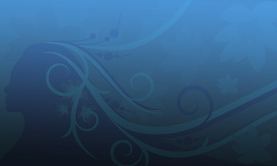 blue gradient background with woman silhouette