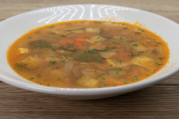Hearty bowl of minestrone soup for the perfect appetizer of a hearty meal