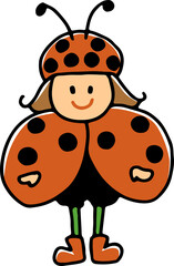 テントウムシの仮装をした女の子のイラスト