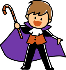 吸血鬼の仮装をした男の子のイラスト