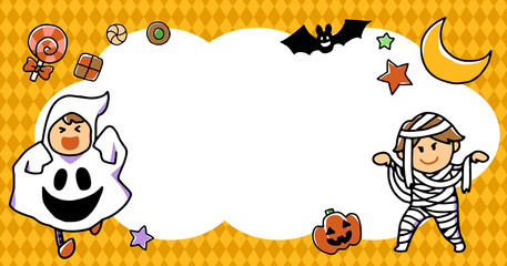 ハロウィンイメージのかわいい背景デザインイラスト