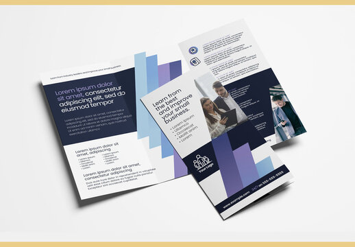 Trifold Business Consultants Flyer Brochure with Gradient Blue Modern Style