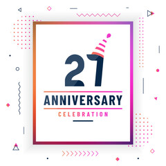 27 years anniversary greetings card, 27 anniversary celebration background free vector.
