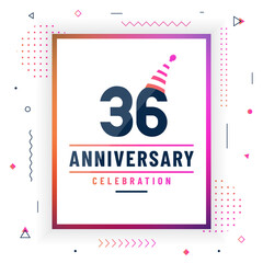 36 years anniversary greetings card, 36 anniversary celebration background free vector.