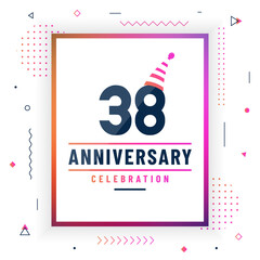 38 years anniversary greetings card, 38 anniversary celebration background free vector.