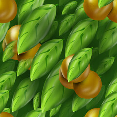 Green orange tree pattern, bunch of oranges pattern with leaves.