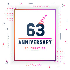 63 years anniversary greetings card, 63 anniversary celebration background free vector.
