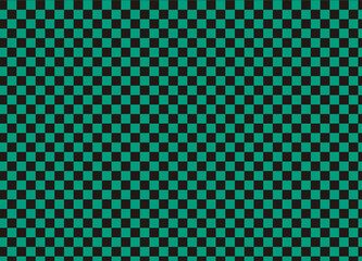 イラスト素材：市松模様（緑×黒）　コピースペースのある壁紙　サムライジャパンカラー
