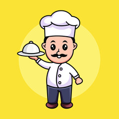 Chef character logo design template