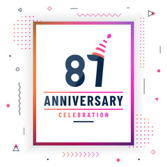 87 years anniversary greetings card, 87 anniversary celebration background free vector.