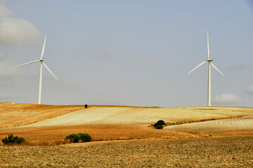 Detail of a wind farm in southern Spain. Renewable energy.