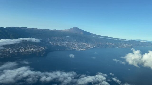 Far side view of the Teide volcano (Canary Islands) in a sunny moorning.